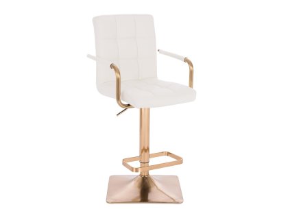 Barová židle VERONA GOLD na zlaté hranaté základně - bílá