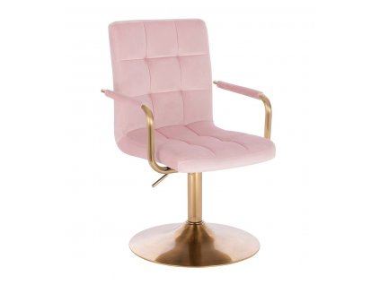 Židle VERONA GOLD VELUR na zlatém talíři - růžová