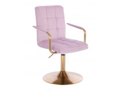 Židle VERONA GOLD VELUR na zlatém talíři - levandule