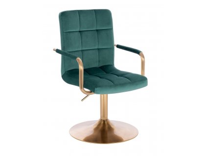 Židle VERONA GOLD VELUR na zlatém talíři - zelená
