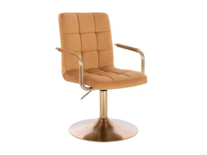 Židle VERONA GOLD VELUR na zlatém talíři - medová