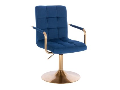 Židle VERONA GOLD VELUR na zlatém talíři - modrá