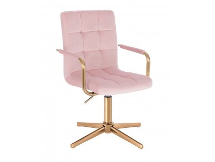 Židle VERONA GOLD VELUR na zlatém kříži - světle růžová