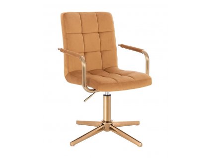 Židle VERONA GOLD VELUR na zlatém kříži - medová