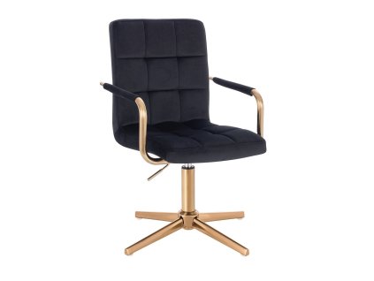 Židle VERONA GOLD VELUR na zlatém kříži - černá