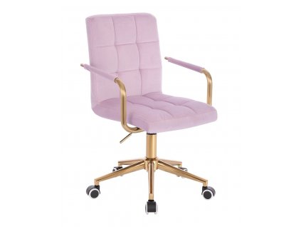 Židle VERONA GOLD VELUR na zlaté podstavě s kolečky - levandule