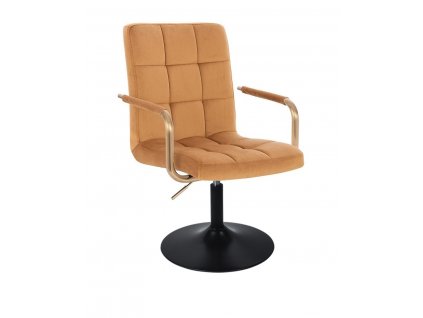 Židle VERONA GOLD VELUR na černém talíři - medová