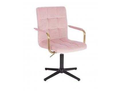 Židle VERONA GOLD VELUR na černém kříži - růžová