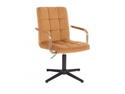 Židle VERONA GOLD VELUR na černém kříži - medová