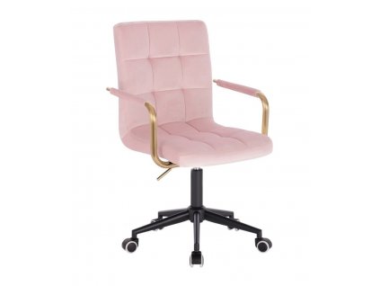 Židle VERONA GOLD VELUR na černé podstavě s kolečky - růžová