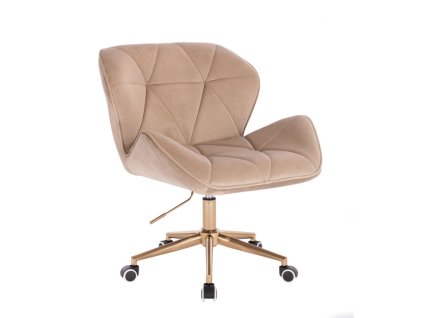 Židle MILANO VELUR na zlaté podstavě s kolečky - latte