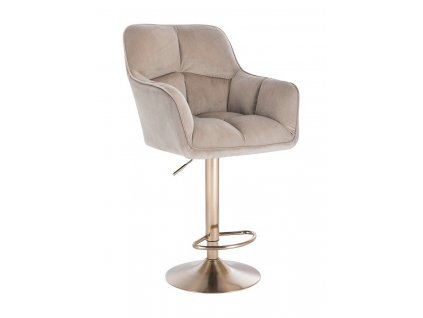 Barová židle AMALFI VELUR na zlatém talíři - latte