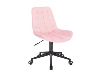 Židle PARIS VELUR na černé podstavě s kolečky - světle růžová