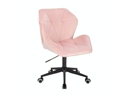 Židle MILANO MAX VELUR na černé podstavě s kolečky - světle růžová