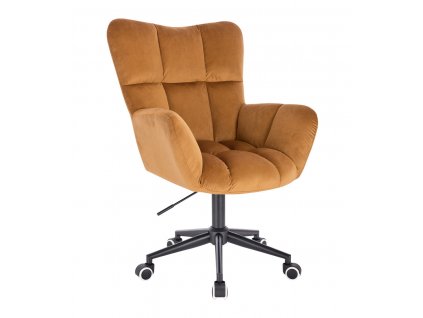 Křeslo AURORA VELUR na černé podstavě s kolečky - medové