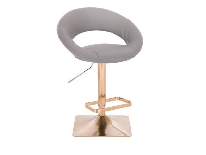 Barová židle NAPOLI na zlaté hranaté podstavě - světle šedá