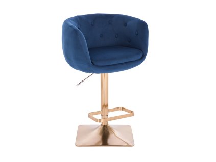 Barová židle MONTANA VELUR na zlaté hranaté podstavě - modrá