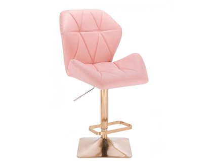 Barová židle MILANO MAX na zlaté hranaté podstavě - světel růžová