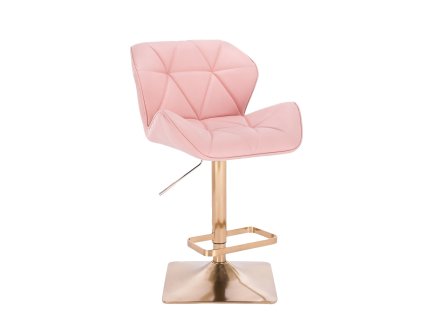 Barová židle MILANO na zlaté hranaté podstavě - světle růžová