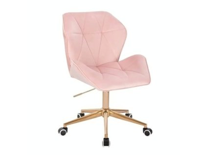 Židle MILANO MAX VELUR na zlaté podstavě s kolečky - světle růžová