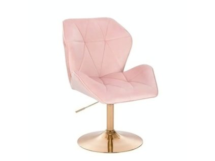 Židle MILANO MAX VELUR na zlatém talíři - světle růžová