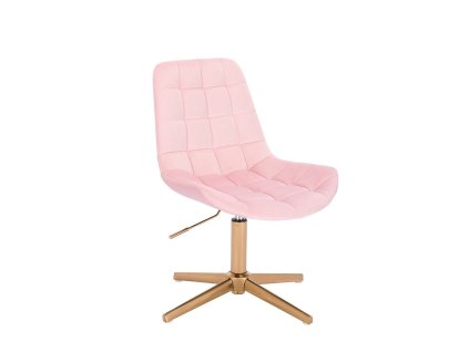 Židle PARIS VELUR na zlatém kříži - světle růžová