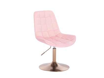Židle PARIS VELUR na zlatém talíři - světle růžová