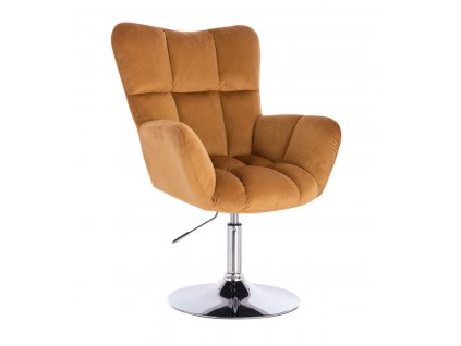 Křeslo AURORA VELUR na stříbrném talíři - medové