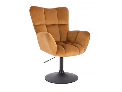 Křeslo AURORA VELUR na černém talíři - medové