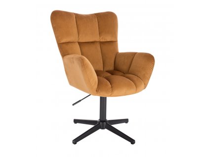 Křeslo AURORA VELUR na černém kříži - medové
