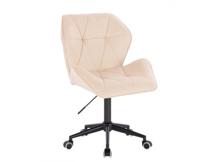 Židle MILANO MAX VELUR na černé podstavě s kolečky - krémová