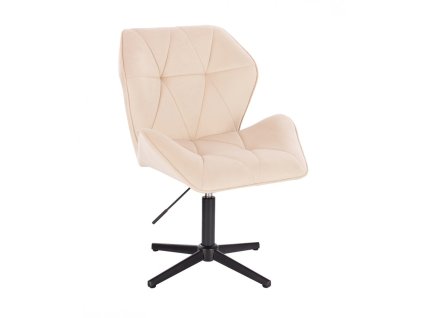 Židle MILANO MAX VELUR na černém kříži - krémová
