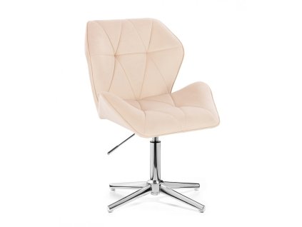 Židle MILANO MAX VELUR na stříbrném kříži - krémová