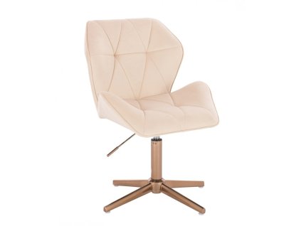 Židle MILANO MAX VELUR na zlatém kříži - krémová