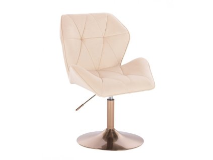 Židle MILANO MAX VELUR na zlatém talíři - krémová