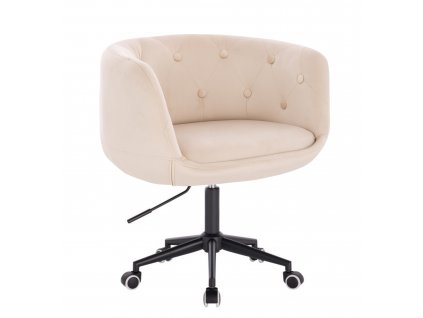 Židle MONTANA VELUR na černé podstavě s kolečky - krémová