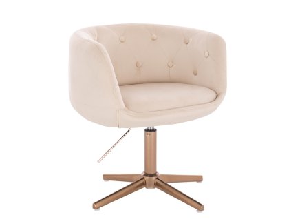 Židle MONTANA VELUR na zlatém kříži - krémová