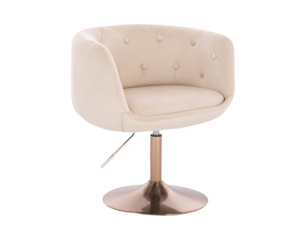 Židle MONTANA VELUR na zlatém talíři - krémová