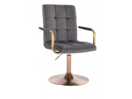 Židle VERONA GOLD VELUR na zlatém talíři - tmavě šedá