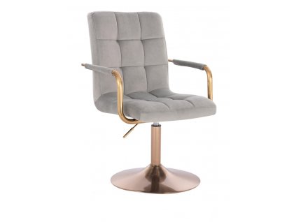 Židle VERONA GOLD VELUR na zlatém talíři - světle šedá