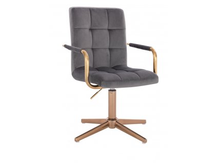 Židle VERONA GOLD VELUR na zlatém kříži - tmavě šedá