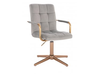 Židle VERONA GOLD VELUR na zlatém kříži - světle šedá