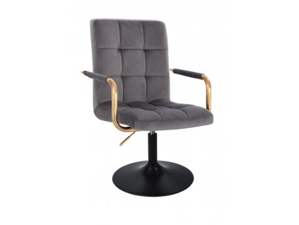 Židle VERONA GOLD VELUR na černém talíři - tmavě šedá