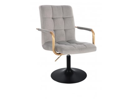 Židle VERONA GOLD VELUR na černém talíři - světle šedá