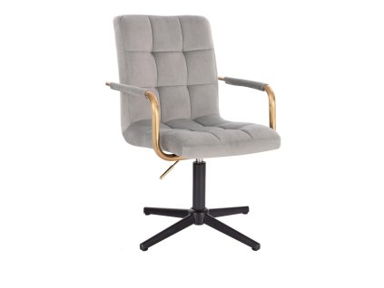 Židle VERONA GOLD VELUR na černém kříži - světle šedá