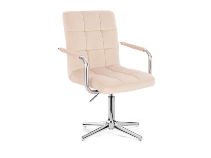 Židle VERONA VELUR na stříbrném kříži - krémová