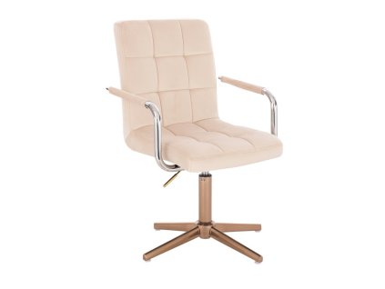 Židle VERONA VELUR na zlatém kříži - krémová