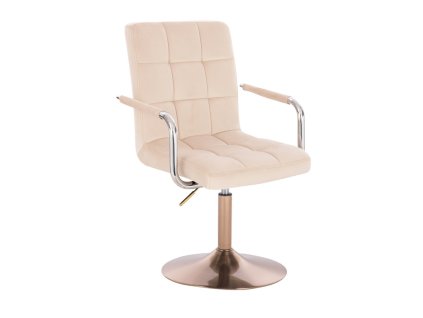 Židle VERONA VELUR na zlatém talíři - krémová