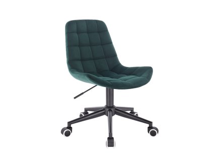 Židle PARIS VELUR na černé podstavě s kolečky - zelená