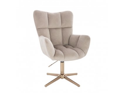 Křeslo AURORA VELUR na zlatém kříži - latte